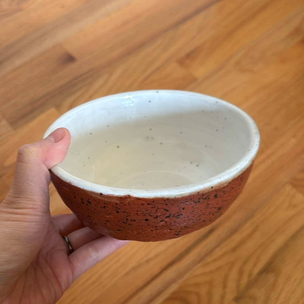 5.75” cereal bowl (white & sienna)